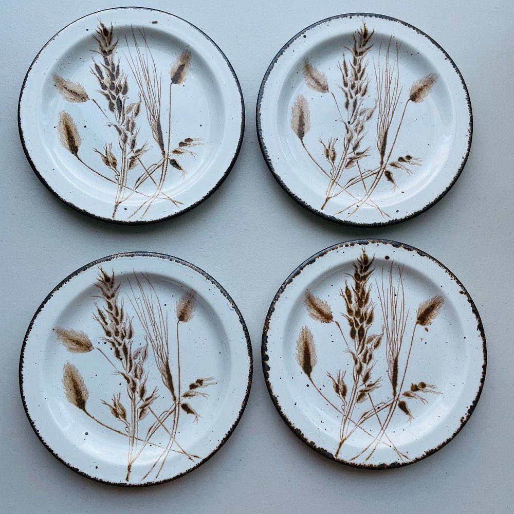 (4) Stonehendge Wild Oats Midwinter Vintage Rustic Stoneware Bread/Dessert Plate